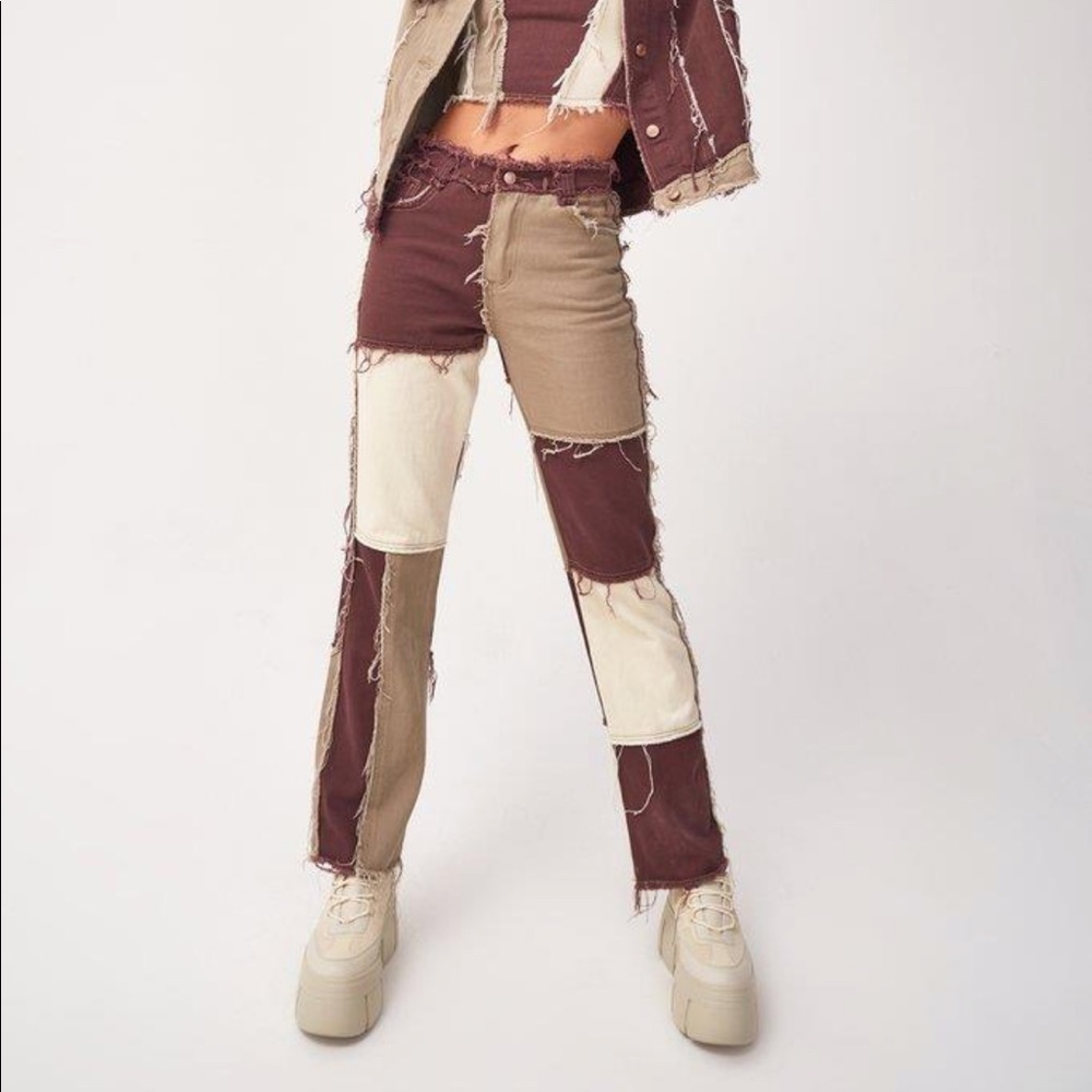 NWT Jaded London brown patchwork jeans